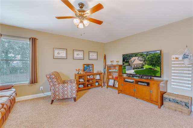10808 Legacy Ln, Mobile, AL 36608 - carpeted living area featuring ceiling fan and baseboards