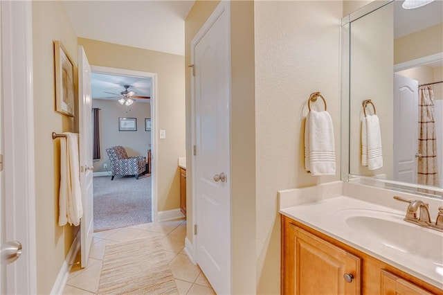 10808 Legacy Ln, Mobile, AL 36608 - bathroom featuring vanity, tile patterned floors, and a ceiling fan