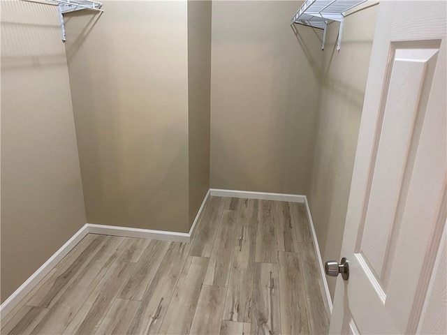 spacious closet featuring light hardwood / wood-style flooring