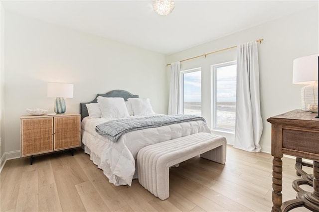 bedroom featuring light wood-type flooring