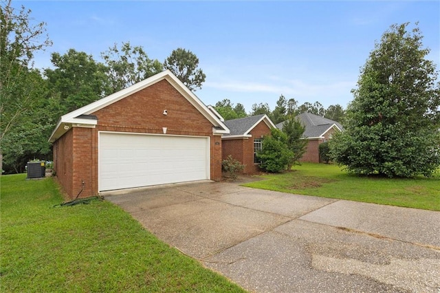 1521 Peyton Dr E, Mobile, AL 36695 - view of front of property featuring brick siding, a front yard, concrete driveway, and central AC