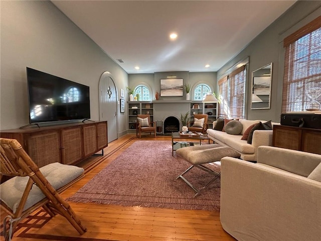 living room featuring light hardwood / wood-style flooring