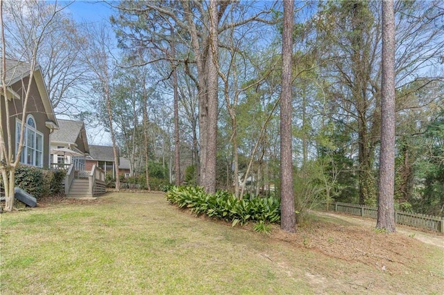 view of yard featuring a deck