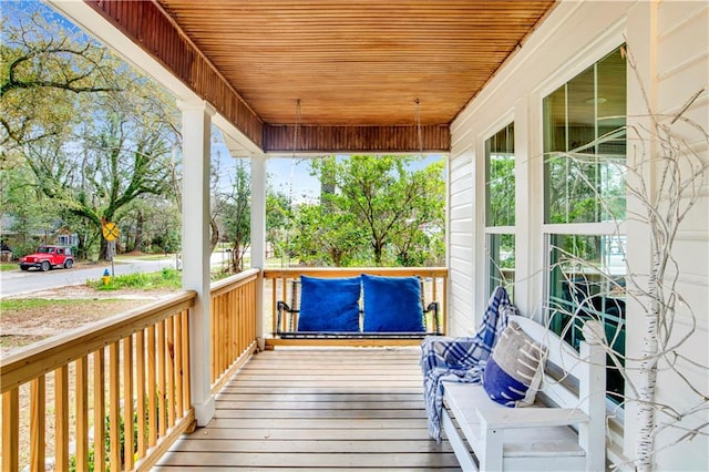 deck with covered porch