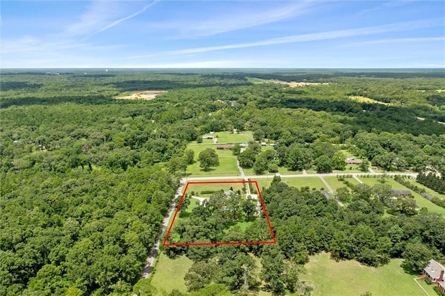 aerial view with a forest view