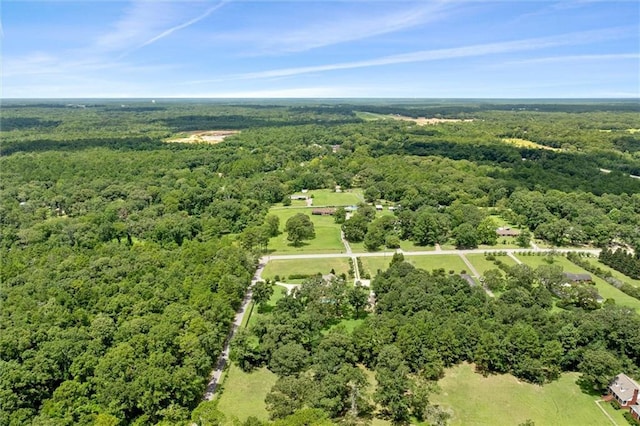 bird's eye view featuring a forest view