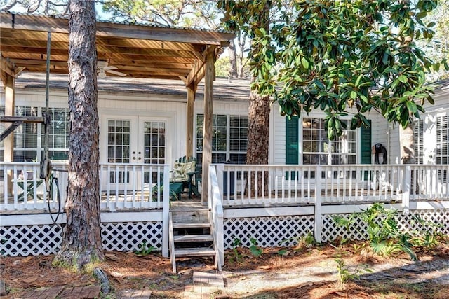 doorway to property with french doors