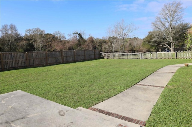 view of yard featuring a fenced backyard