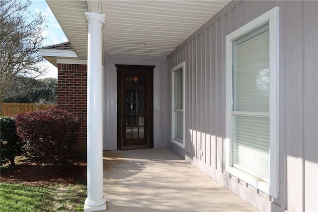 property entrance with fence