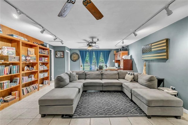 18127 County Road 10th Rd, Foley, AL 36535 - tiled living room with a ceiling fan and rail lighting