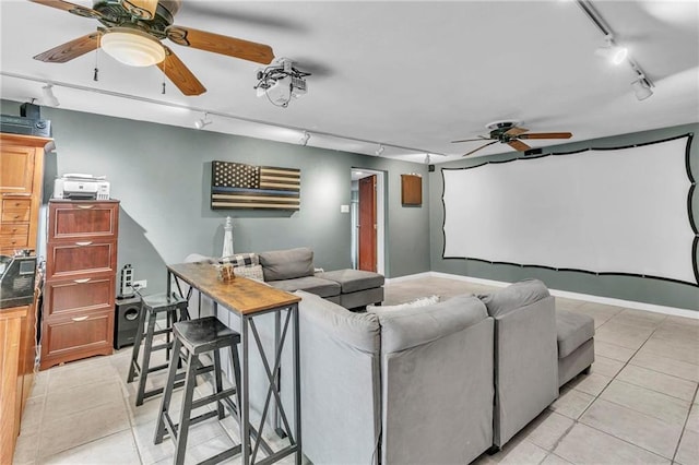18127 County Road 10th Rd, Foley, AL 36535 - cinema room with a ceiling fan, rail lighting, and light tile patterned floors