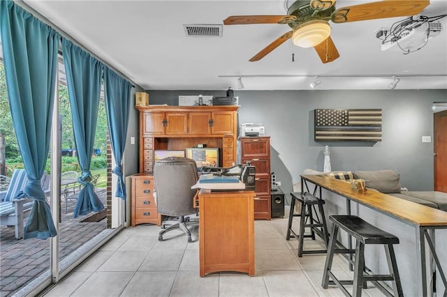 18127 County Road 10th Rd, Foley, AL 36535 - office with a ceiling fan, rail lighting, visible vents, and light tile patterned floors