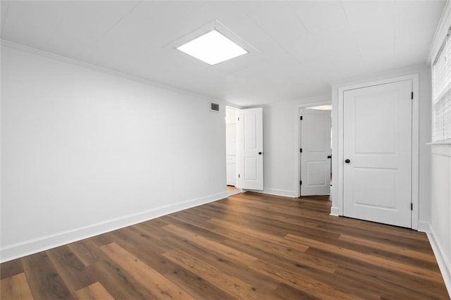 empty room with dark hardwood / wood-style floors