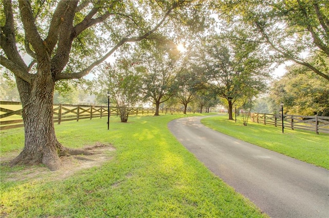 view of road featuring a rural view