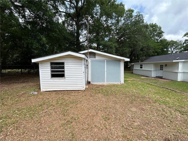 garage with a storage unit