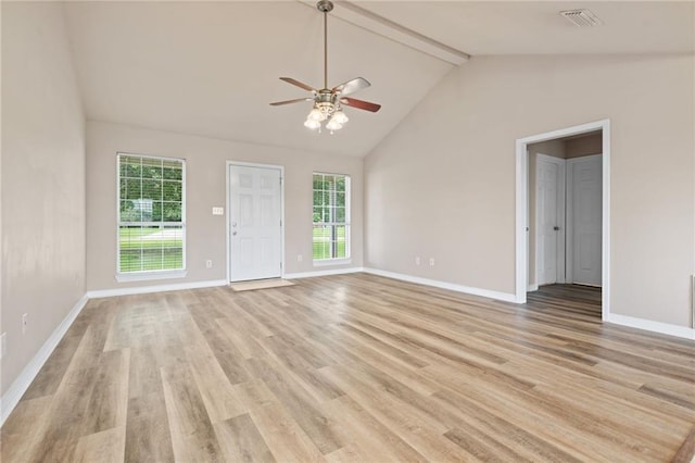 10966 Brighton Dr W, Chunchula, AL 36521 - unfurnished living room featuring ceiling fan, light wood finished floors, and baseboards