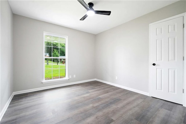 1513 Carlisle Dr W, Mobile, AL 36618 - empty room with a ceiling fan, wood finished floors, and baseboards