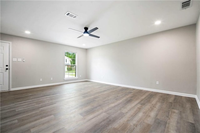 1513 Carlisle Dr W, Mobile, AL 36618 - spare room featuring ceiling fan, dark wood-type flooring, baseboards, and recessed lighting
