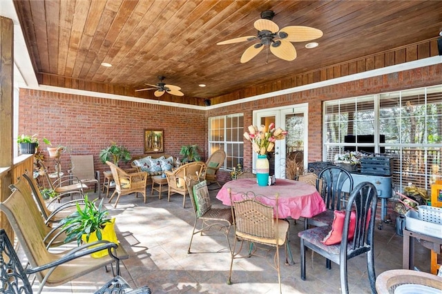 view of patio featuring an outdoor living space and ceiling fan