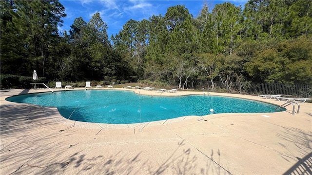 view of swimming pool with a patio