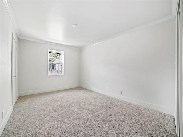 carpeted spare room with crown molding