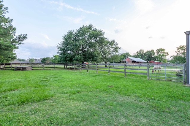 view of yard with a rural view