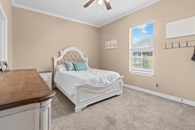 8395 Carrie Ln, Beaumont, TX 77713 - carpeted bedroom featuring ornamental molding and a ceiling fan