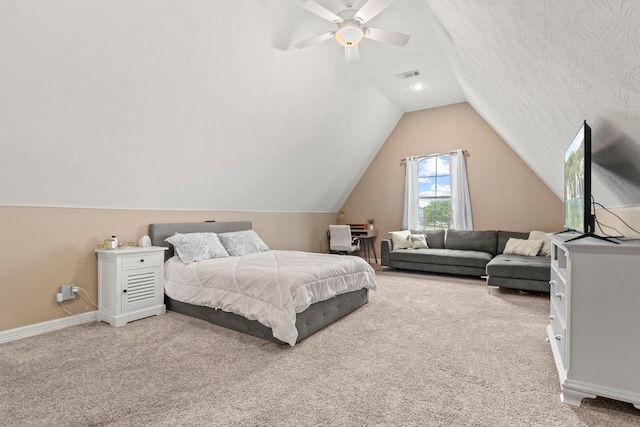8395 Carrie Ln, Beaumont, TX 77713 - carpeted bedroom with lofted ceiling and ceiling fan
