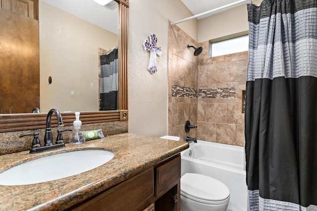 6690 Hackberry Dr, Beaumont, TX 77708 - bathroom with toilet, shower / bath combination with curtain, and vanity