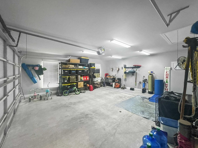 garage with a garage door opener