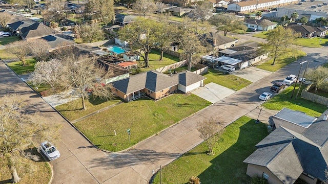 drone / aerial view with a residential view