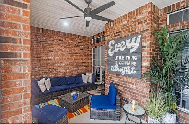 9655 Grapevine Dr, Orange, TX 77630 - view of patio / terrace with an outdoor hangout area and ceiling fan
