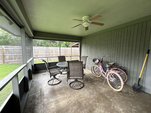4400 Bethany St, Port Arthur, TX 77642 - sunroom with a ceiling fan and outdoor dining space