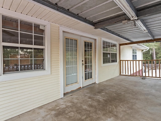 view of patio featuring french doors