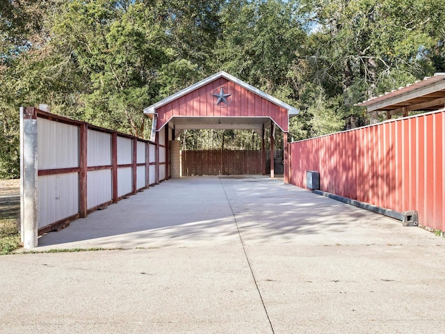 garage with a carport