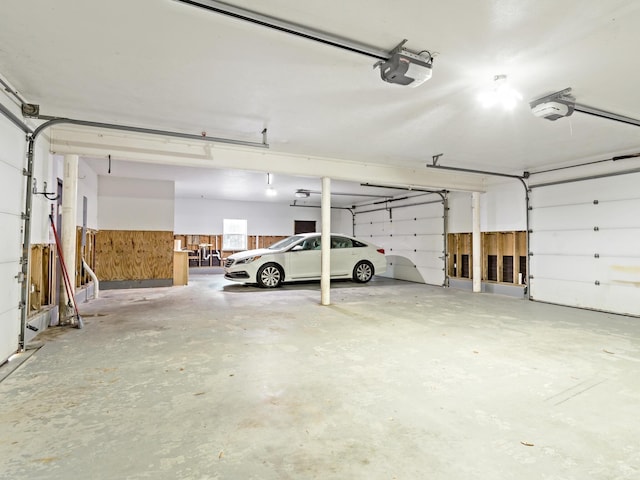 garage with a garage door opener