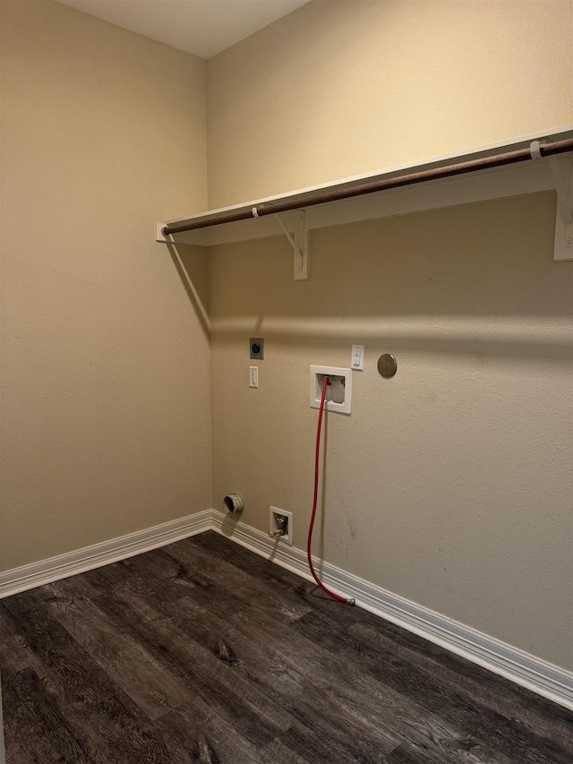 laundry area with hardwood / wood-style floors, electric dryer hookup, and washer hookup