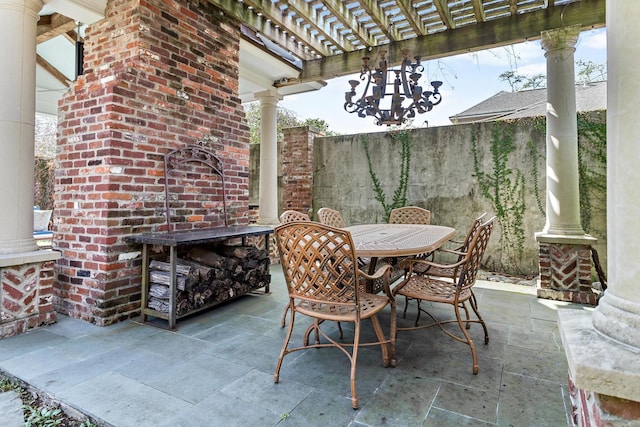 view of patio featuring a pergola