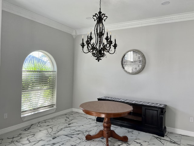 interior space with ornamental molding