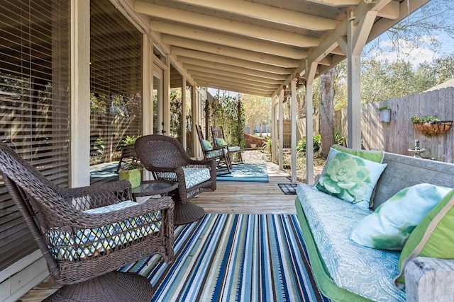 view of patio featuring a wooden deck