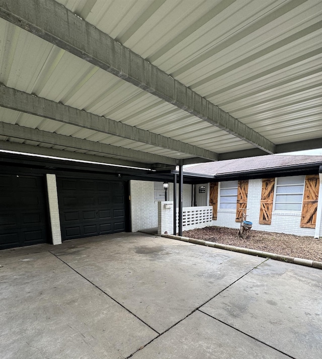 exterior space featuring a carport