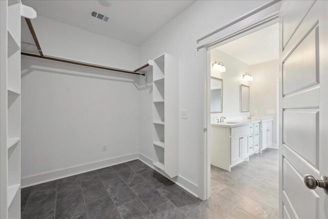 spacious closet featuring a sink and visible vents