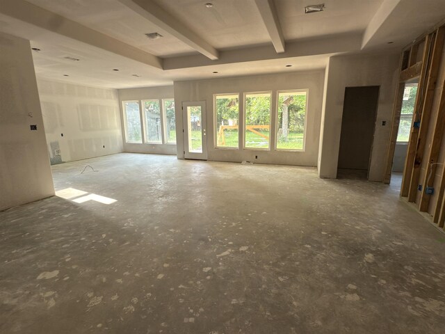 770 Durdin, Silsbee, TX 77656 - unfurnished living room featuring beamed ceiling
