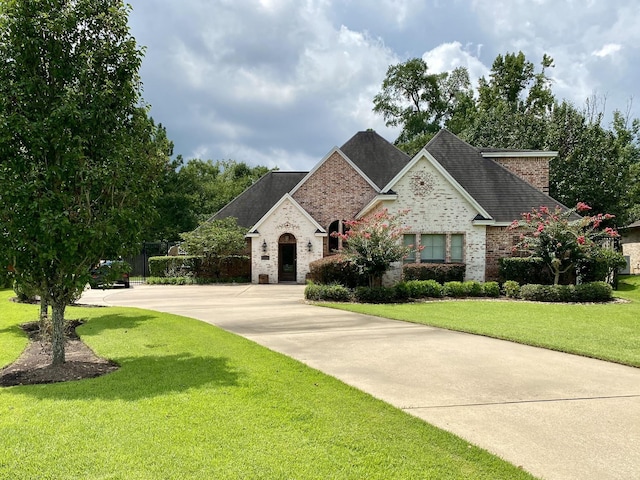 view of front of home with a front lawn