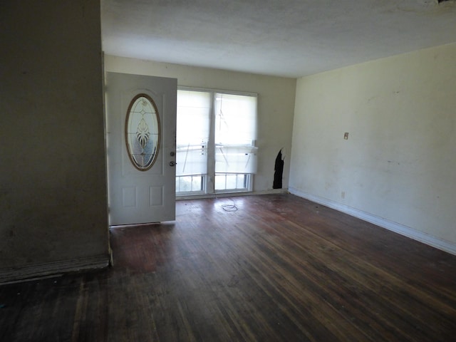 entryway with dark wood-type flooring