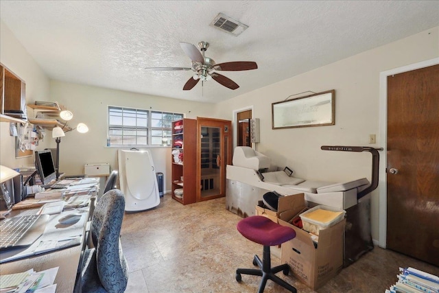 7760 Laurie Ln, Lumberton, TX 77657 - home office with a ceiling fan and a textured ceiling