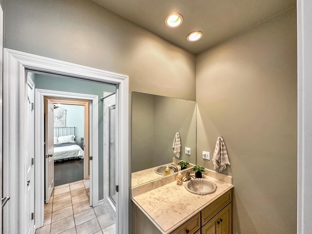 bathroom featuring vanity and tile patterned floors