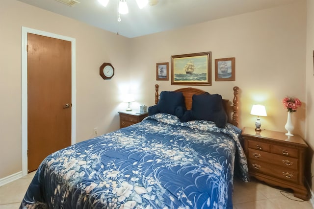 bedroom featuring light tile patterned floors