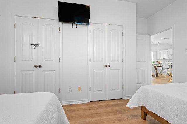981 S S Gtwy, Crystal Beach, TX 77650 - bedroom with two closets, light wood-style flooring, and baseboards