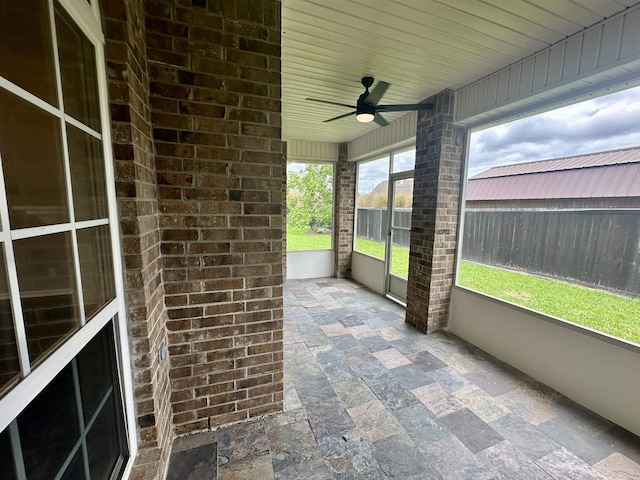 305 Tyler Dr, Bridge City, TX 77630 - unfurnished sunroom with a ceiling fan